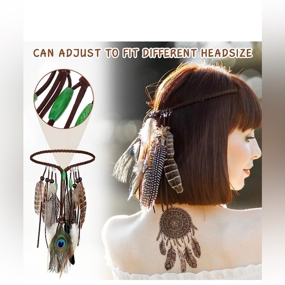 4 Pack Feather Hair Clips Handmade Boho Feather Headband Hippie Extension Comb
